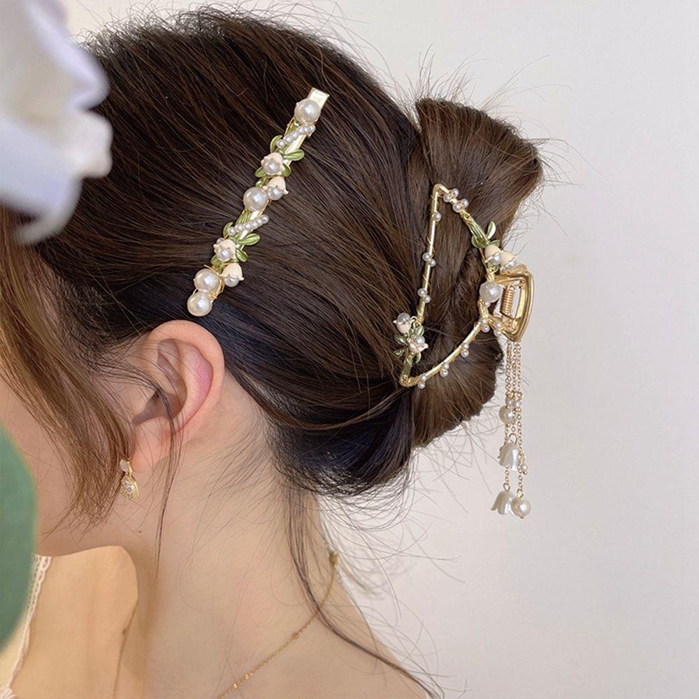 Kẹp Tóc Hình Cá Mập / Gấu Trúc / Hoa Lan Phong Cách Cổ Điển Sáng Tạo Cho Nữ