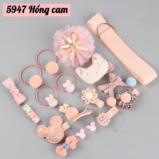 Set 18 kẹp tóc và dây thun buộc tóc Hàn Quốc cho bé siêu dễ thương K5943