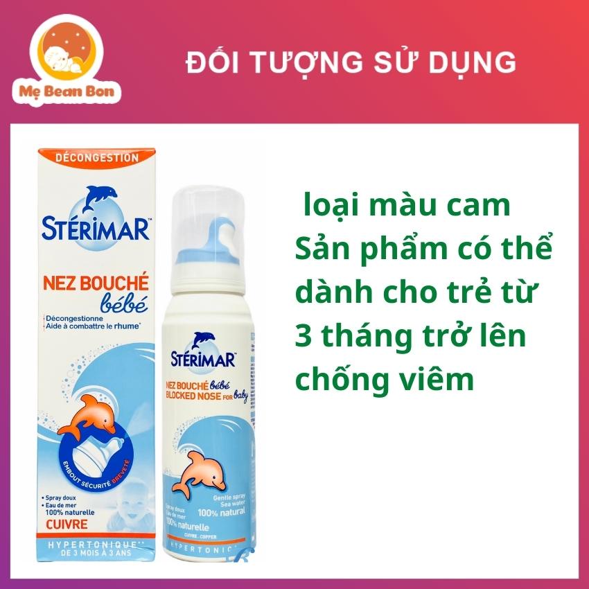 Xịt Muối Biển Cá Heo Vàng, Cá Heo Cam Sterim Pháp 100ml Vệ Sinh Rửa Mũi Cho Bé Sơ Sinh 0 Đến 3 Tuổi