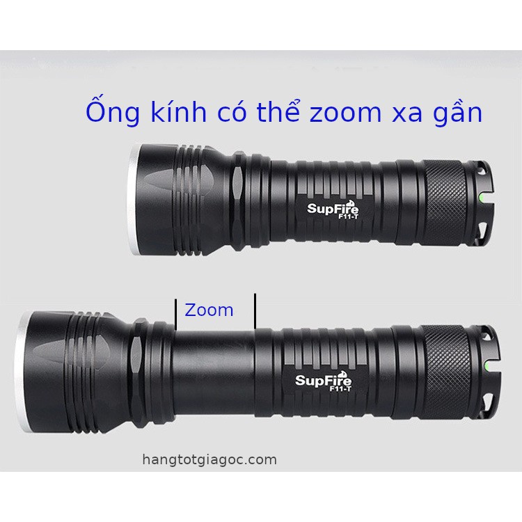 Đèn pin siêu sáng siêu bền Supfire F11-T có thể zoom, hợp kim nhôm –