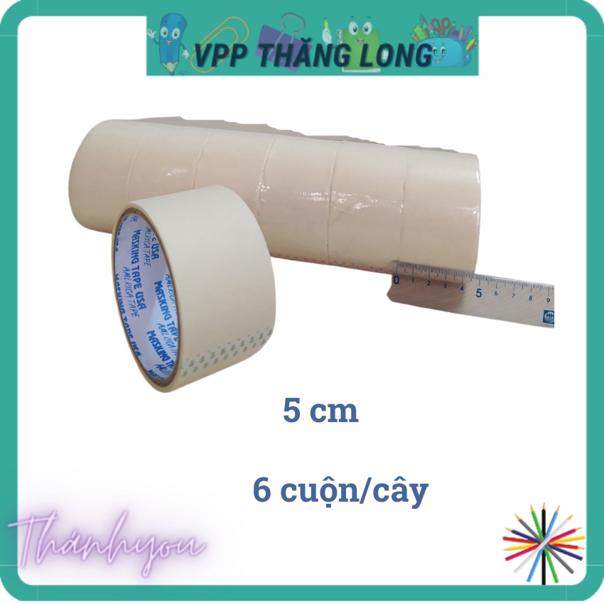 1 cuộn băng dính giấy viết lên được, băng keo giấy 2cm, 2.5cm, 5cm