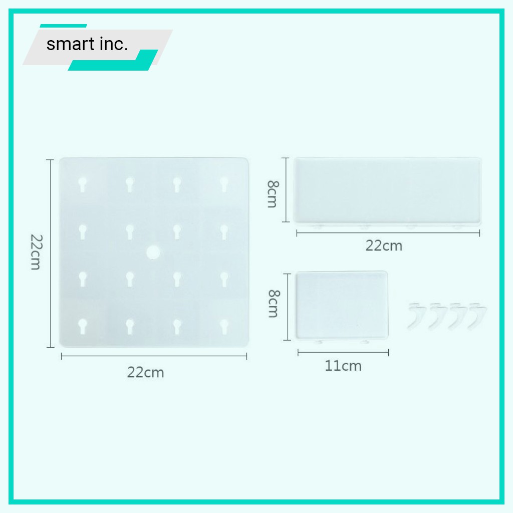 Kệ Bảng Dán Treo Tường Pegboard Tấm Nhựa Đục Lỗ Decor Giá Móc Gắn Lắp Tủ Để Đồ Trang Trí Phòng Không Cần Khoan Cao Cấp