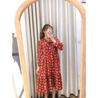 Váy hoa bbd cổ nơ