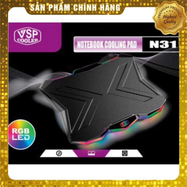 Đế tản nhiệt Laptop VSP COOLER N31 1FAN LED RGB (14'-18'). VI TÍNH QUỐC DUY