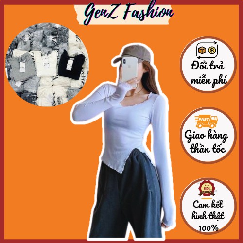 ⭕️ [CÓ HÌNH/VIDEO THẬT - HÀNG CAO CẤP] Áo Dài Tay Viền Sóng Tà Lệch_Mã 111_GenZ Fashion