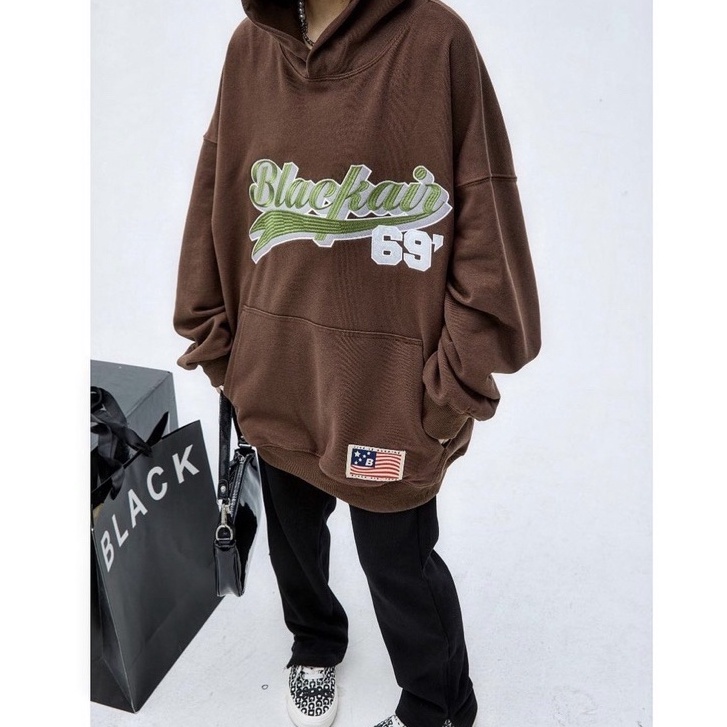 Áo hoodie nỉ chân cua Black air chính hãng thêu 100% màu nâu và đen