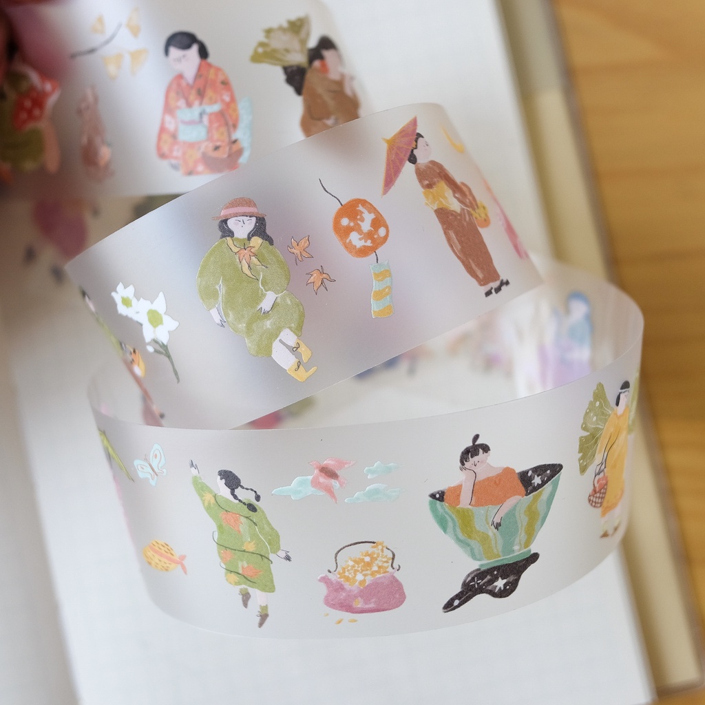 Stickers dạng PET Tape Autumn Fairies 🍂 chiết chu kì 100 cm | teayou shop 🌱