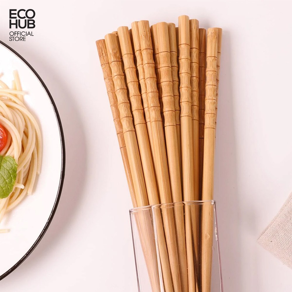 Bộ 10 đôi đũa tre ECOHUB tự nhiên 24cm (Bamboo Chopsticks) | EH069