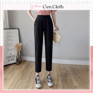 Quần Baggy đũi 9 tấc màu Đen / Kem - Form đứng dáng - chất liệu đũi xước mát mẻ