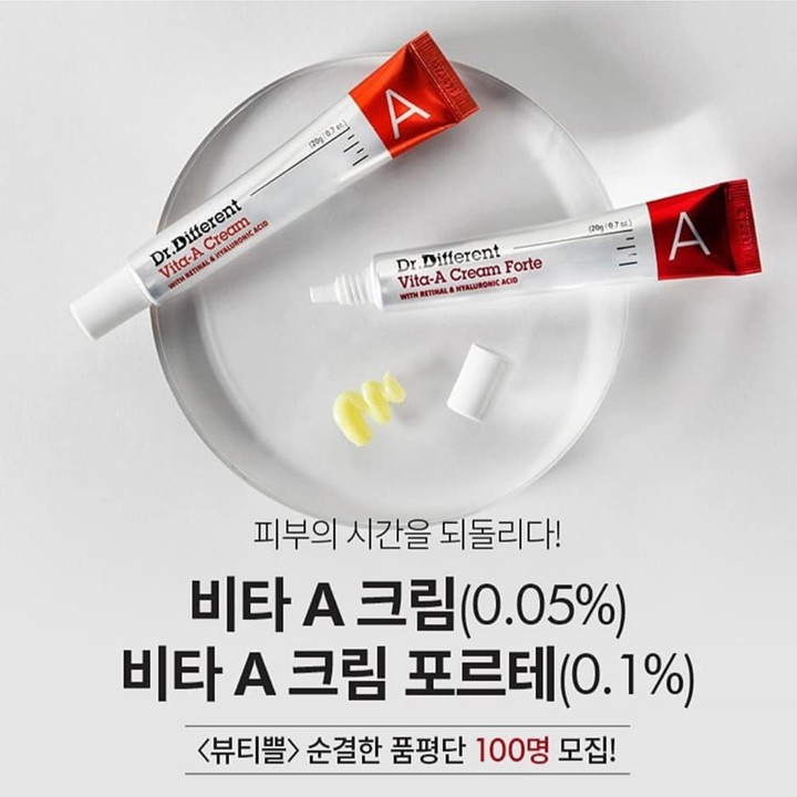 Retinal 0.05% kem dưỡng da Dr.different Vita A Cream Forte 20gr Hàn Quốc Zuka Beauty ngăn ngừa lão hóa dưỡng ẩm cho da