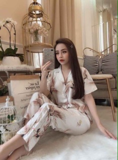 Bộ lụa satin hạt ngắn tay cao cấp