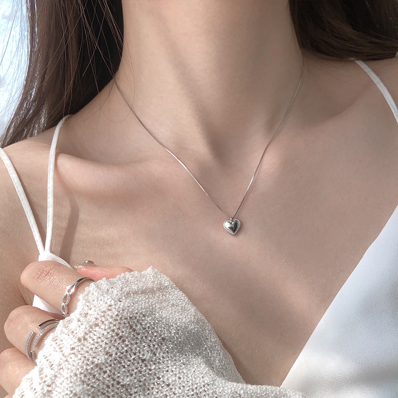 Dây Chuyền Bạc 925 Mặt Trái Tim Đơn Giản Thời Trang