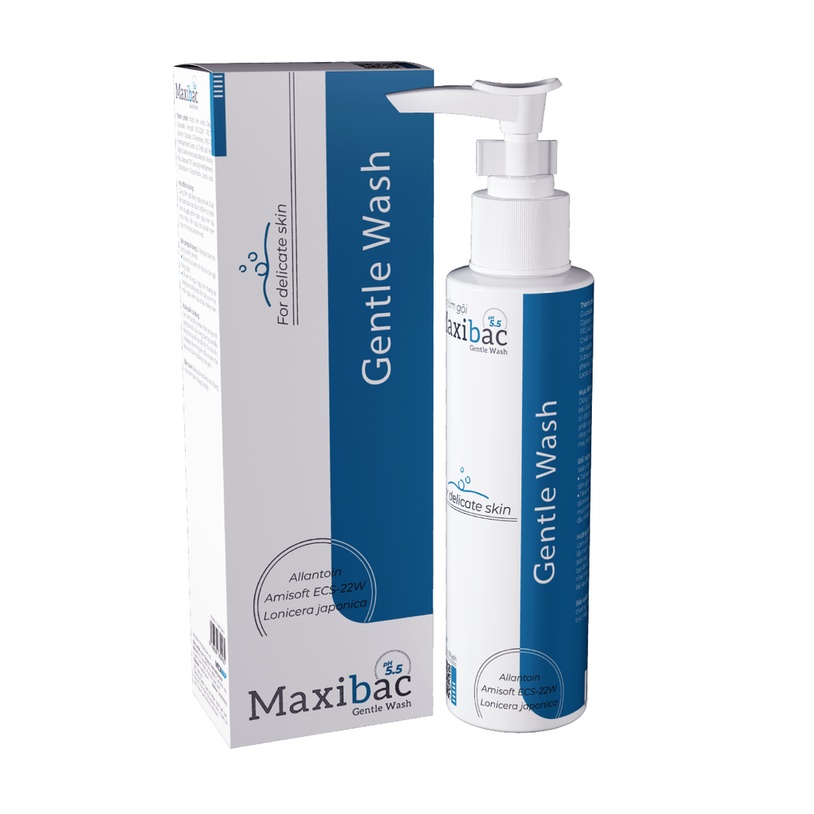 Sữa tắm gội giảm rôm sảy, mẫn ngứa cho bé Maxibac chai 150ml pH 5.5 phục hồi và bảo vệ da