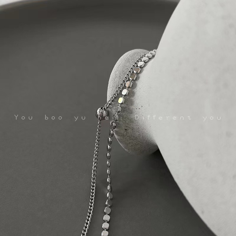 Vòng đeo tay hai lớp bằng bạc thiết kế đơn giản phong cách retro dành cho nữ | BigBuy360 - bigbuy360.vn