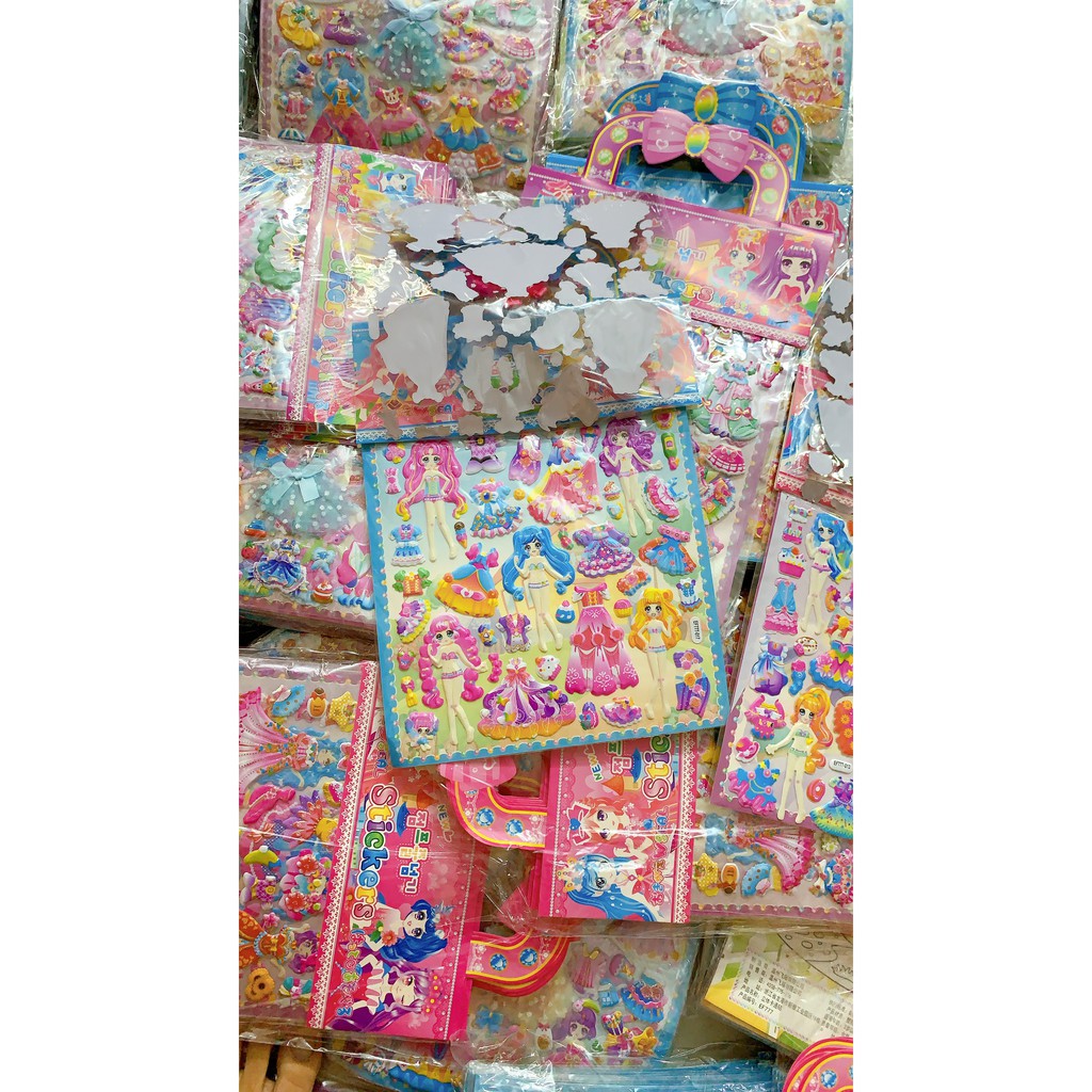 COMBO 6 TẤM MIẾNG DÁN CÔNG CHÚA THAY VÁY /STICKER DÁN TRANG TRÍ CÔNG CHÚA 3D SIÊU XINH