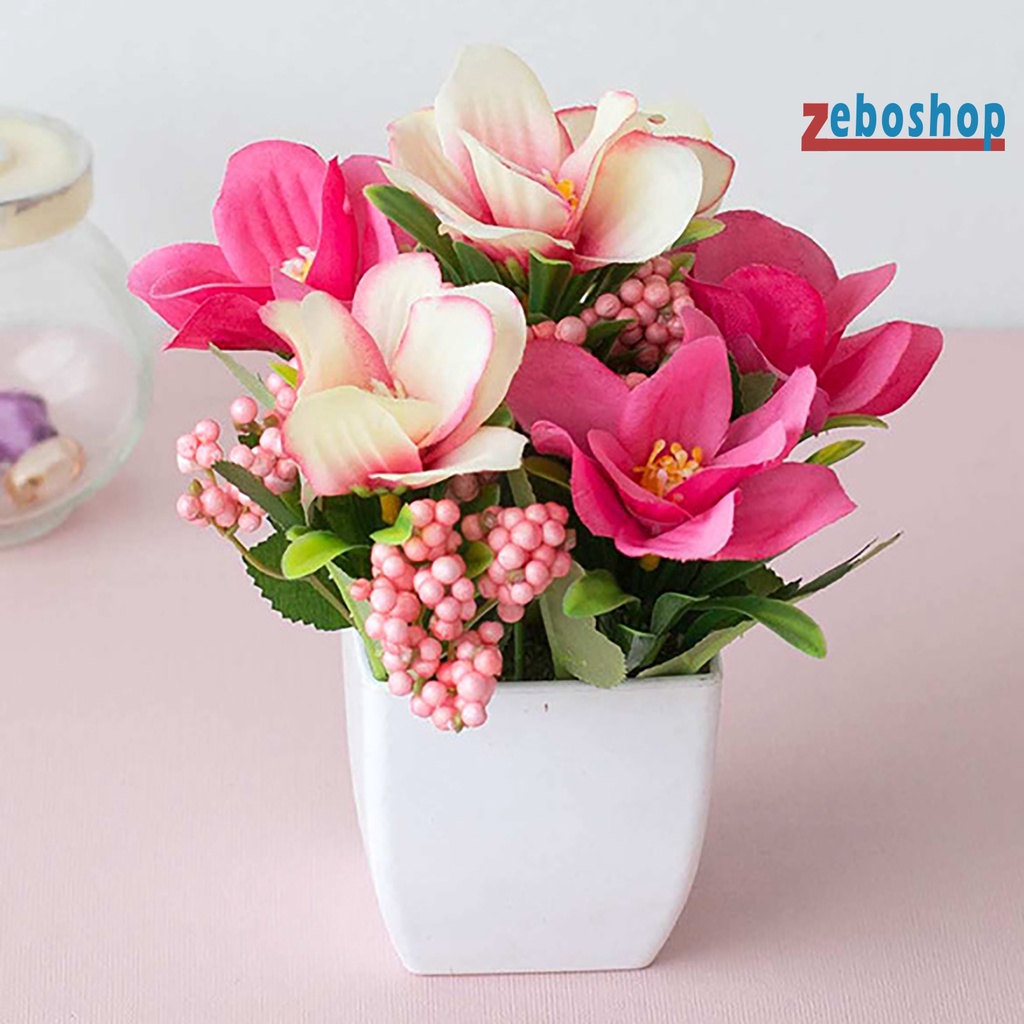 Chậu Hoa Hồng Nhân Tạo Bằng Nhựa Để Bàn Trang Trí Tiệc