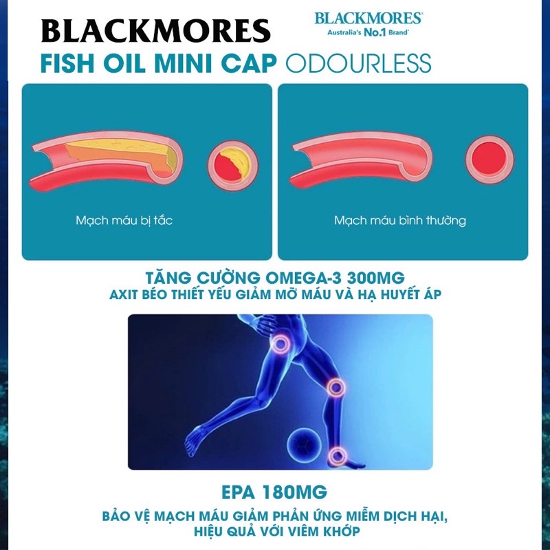 Dầu cá khử mùi Blackmores Fish oil Minicaps