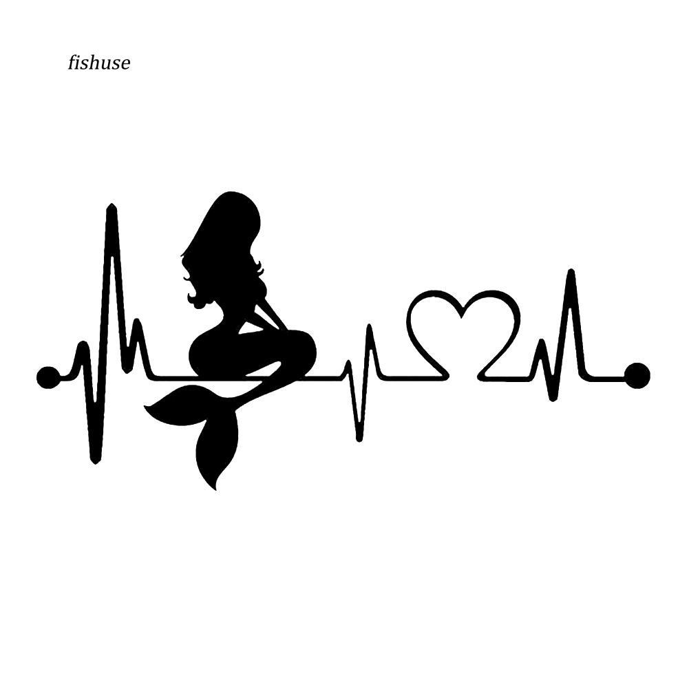 Nhãn dán trang trí xe hơi họa tiết nhịp tim/nàng tiên cá chống nước sành điệu