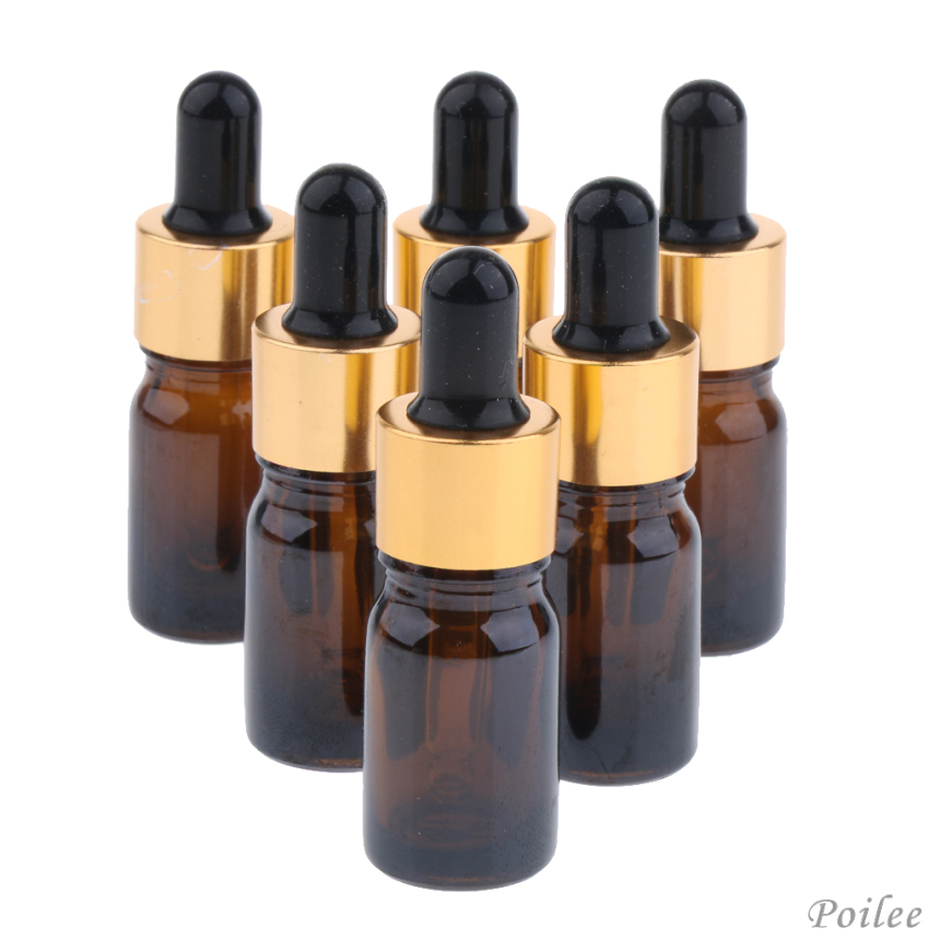 6Pcs, Refillable Empty Dropper / Dropping Bottles, Carrier Oil Kit for Cosmetics Essential Oils