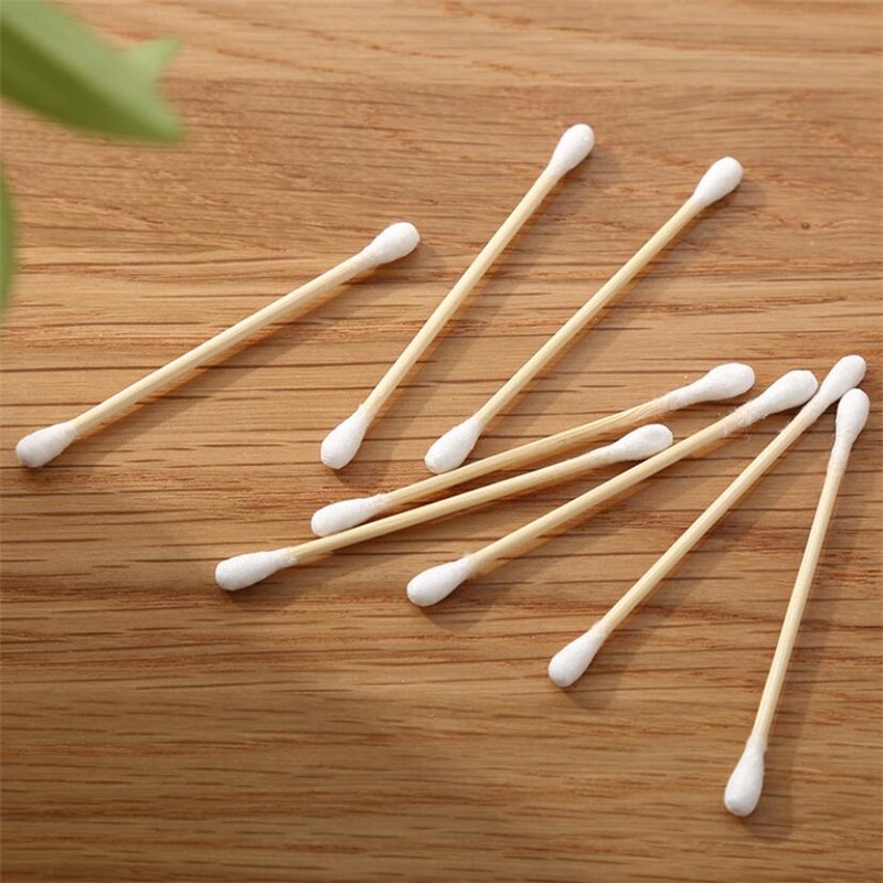 [Hàng mới về] Bộ 100 tăm bông thân gỗ hai đầu vệ sinh làm sạch tai/mũi
