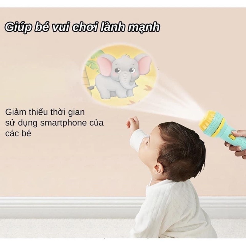 Đèn pin chiếu hình. Đồ chơi trẻ em gồm 10 chủ đề với 80 hình ảnh khác nhau, bé thỏa sức khám phá
