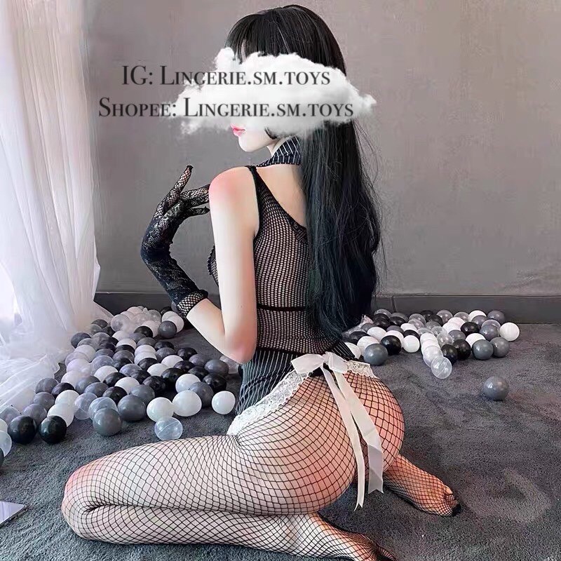 FM7485 Full Phụ Kiện | Cosplay Thư Kí | Set Hầu Gái Ren Hoa Kẻ Sọc Sexy | BigBuy360 - bigbuy360.vn