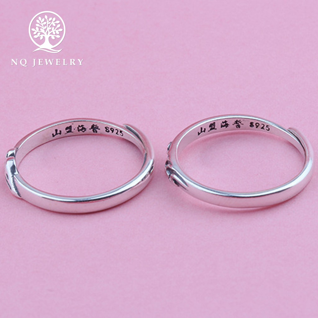 Nhẫn bạc cặp nam nữ Núi và Biển Free Size - NQ Jewelry