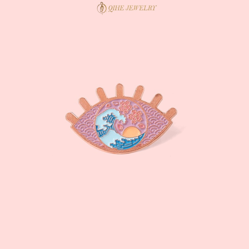 Ghim cài áo QIHE JEWELRY thiết kế con mắt ác quỷ hoạt hình độc đáo thời trang cao cấp