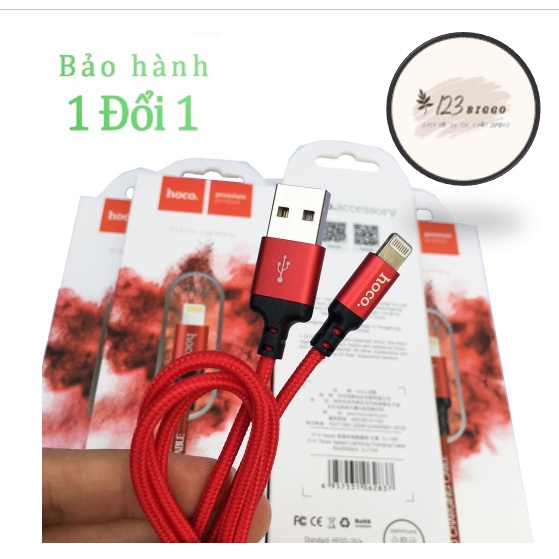 DÂY SẠC IPHONE LIGHTNING DÂY DÙ HOCO X14 1M ĐỎ