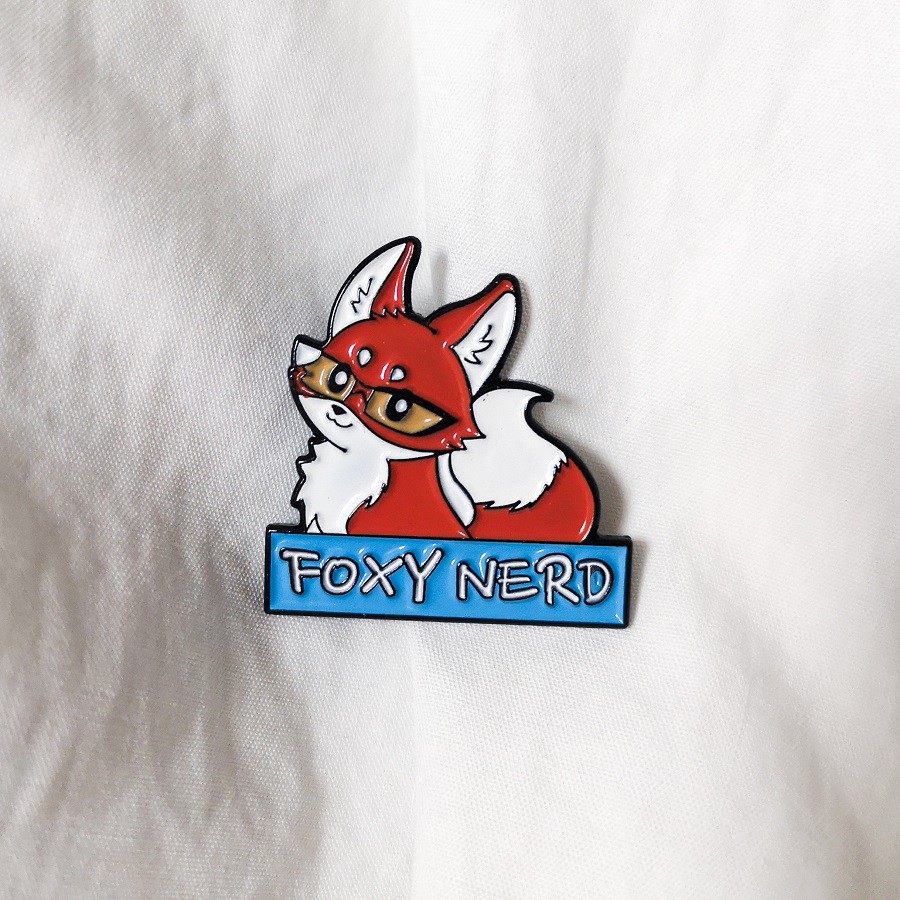 Ghim cài áo QIHE JEWELRY hình chú cáo hoạt hình dễ thương