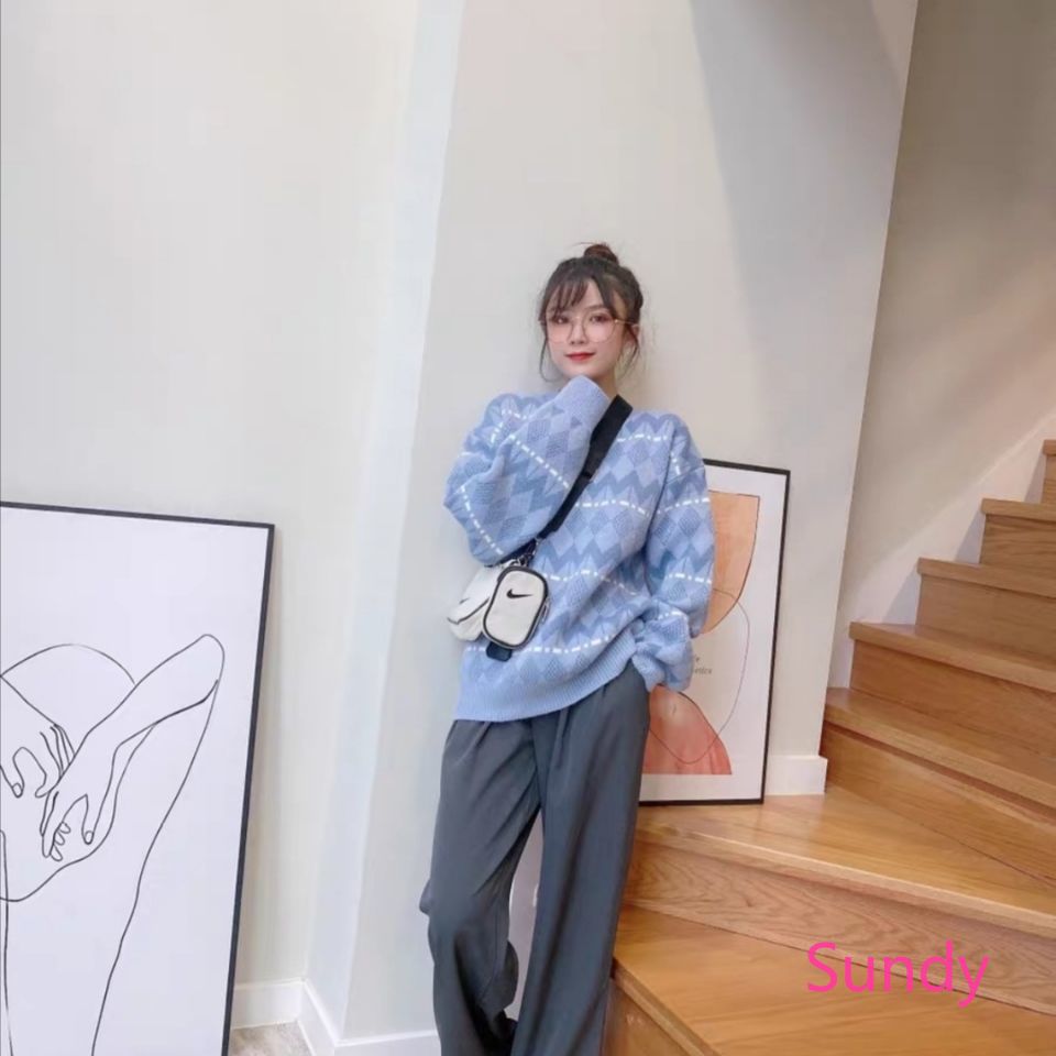 Áo sweater nữ tay dài form rộng kiểu Hàn Retro | BigBuy360 - bigbuy360.vn