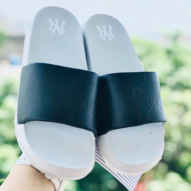Dép unisex 𝐌𝐋𝐁 ❤️FREESHIP + Hộp❤️ dép đúc mlb monogram ny bóng chày quai ngang thể thao nam nữ in nổi NY xịn, xám-đen