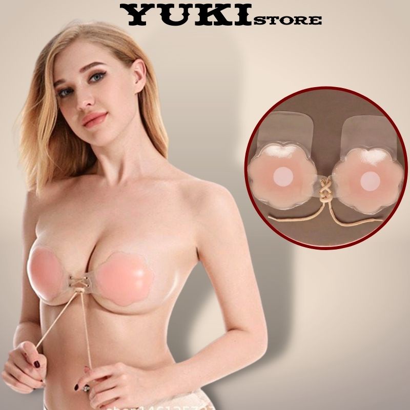 Miếng dán ngực núm ti có dây rút tạo khe YUKI STORE 0133