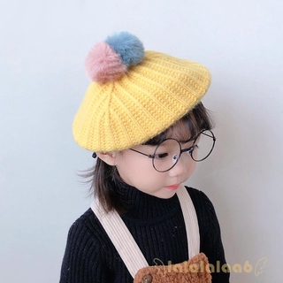 Mũ dệt kim phối lông thú đáng yêu cho bé