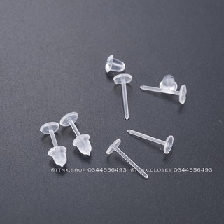 KHUYÊN TAI NHỰA TRONG SUỐT ⚡FREESHIP⚡KHUYÊN  ĐEO GIỮ LỖ TTNX