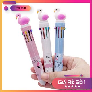 (sale) Bút bi nhiều ngòi 10 màu kẹo ngọt Đầu Bút Gắn Thiên Nga cho bé sáng tạo giá rẻ