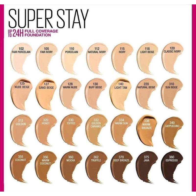 Mẫu mới - Kem nền Maybelline Super Stay 30h Foundation tone 110 112 115 120 125