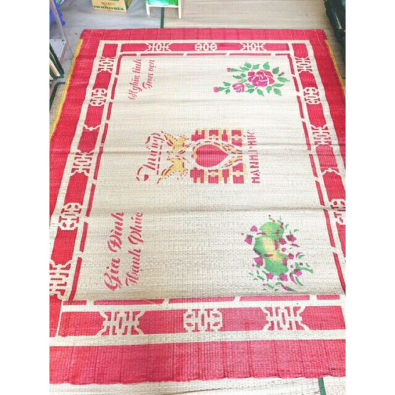 chiếu cói in hoa 1.6x2m chiếu cói Thái Bình