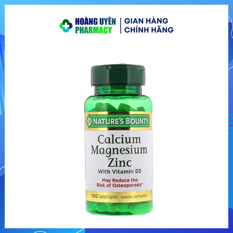 Viên uống bổ sung Calcium magnesium zinc Nature's bounty 100 viên