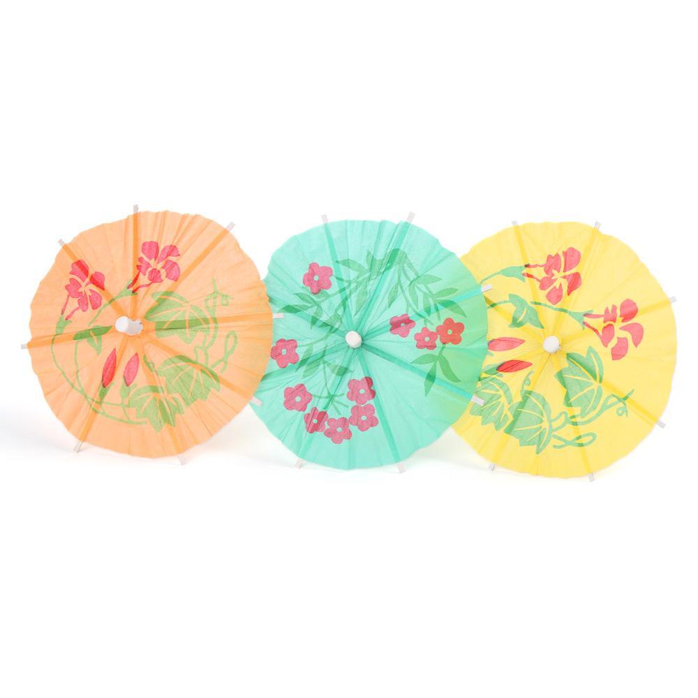 Set 24 Que Cắm Trang Trí Bánh Hình Cây Dù Bằng Giấy Nhiều Màu Sắc