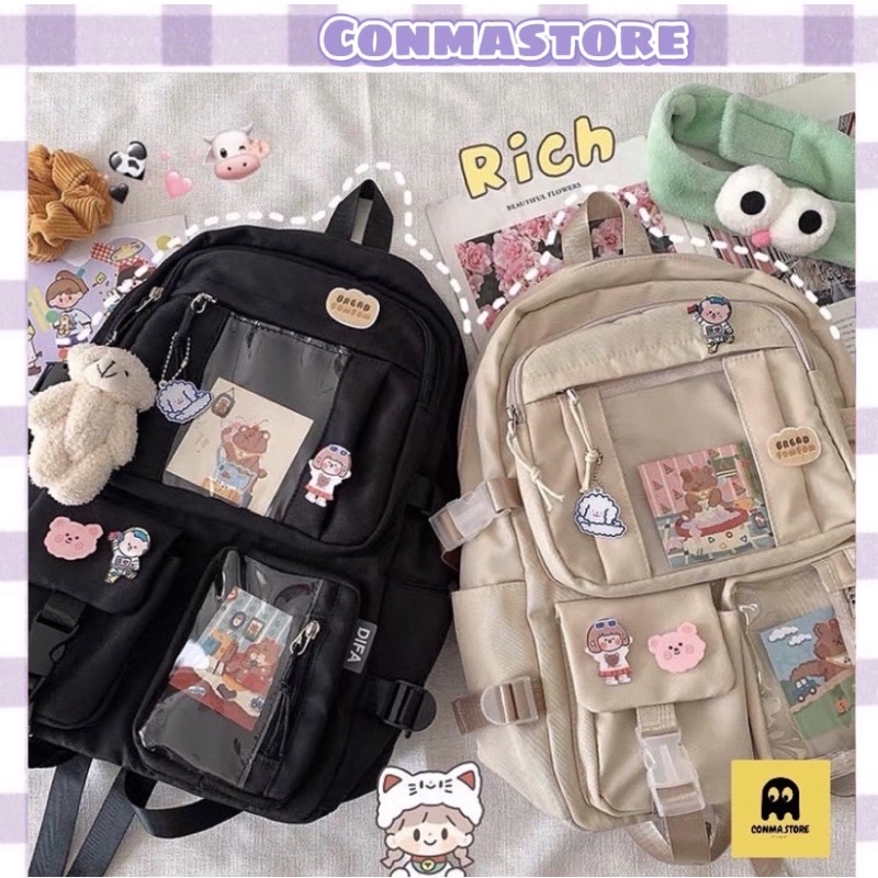 Balo đi học cute  túi trong dài 2️⃣0️⃣2️⃣3️⃣ l🦋✨ HÀNG CÓ SẴN - 4 màu pastel (2 túi trong 2021)