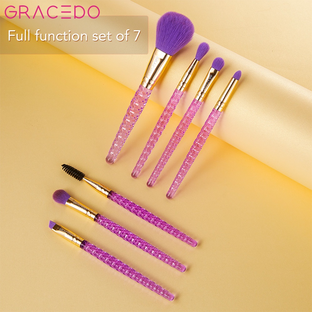 GRACEDO bộ cọ trang điểm đầy đủ Chuyên Nghiệp Màu Trắng 7 Chiếc Dụng Cụ Trang Điểm Siêu Mềm Cầm Tay Cho Phấn Nền Và Phấn Mắt