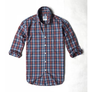 Áo sơ mi nam GAP caro tay dài xanh navy kẻ sọc đỏ VNXK - Phong Cách Ấn Tượng