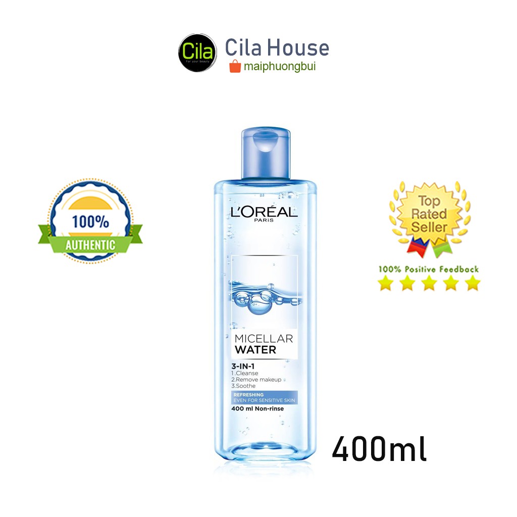 Nước tẩy trang Loreal Paris 3-in-1 Micellar Water 400ml (xanh) - Cila House | BigBuy360 - bigbuy360.vn