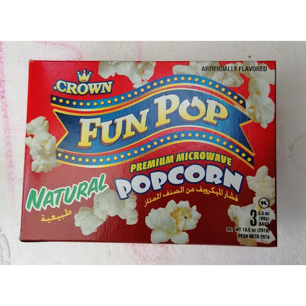 [Hộp 297g - Natural] Bắp nổ (Bỏng ngô) vị Tự nhiên [USA] CROWN Premium Microwave Popcorn (tgc-hk)