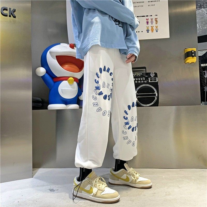 Quần jogger unisex dáng suông chất nỉ co giãn phong cách hàn, mẫu quần dài nỉ teen phối hoạt hình