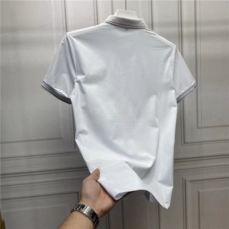 Áo polo Tay Ngắn Dáng Ôm Màu Trắng Phong Cách Hàn Quốc Thời Trang Mùa Hè Mới Cho Nam