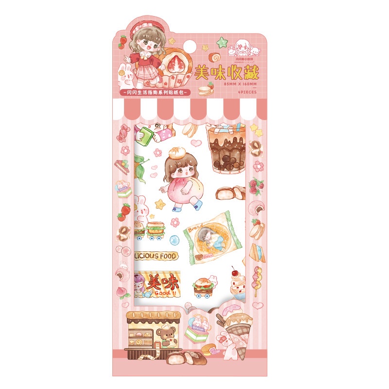 Set 4 Tấm Hình Dán Hoạt Hình MOHAMM