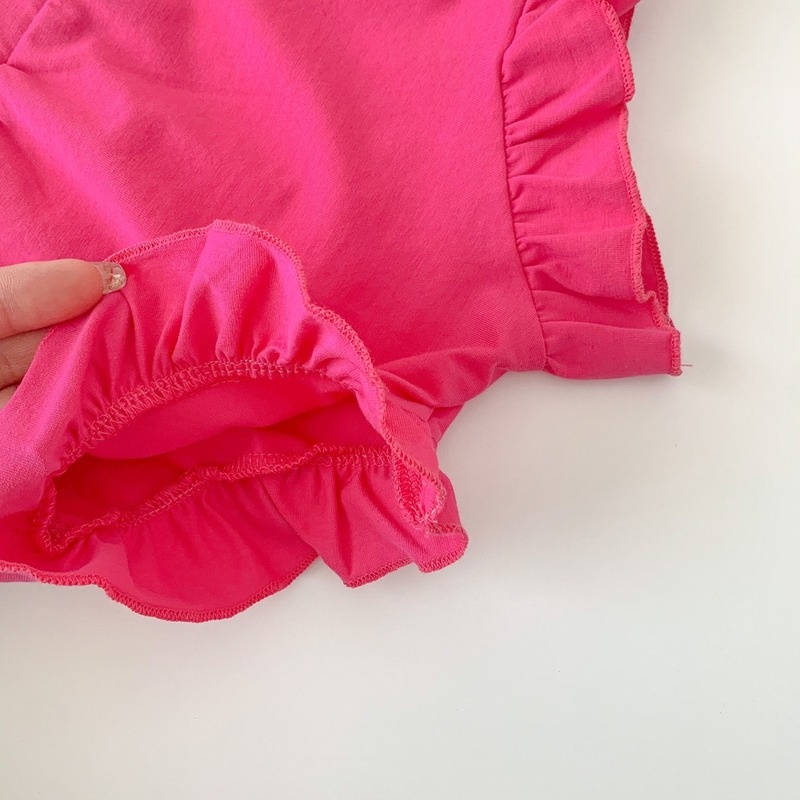 Set Đồ Mùa Hè 2 Món Gồm Áo Cotton Tay Cộc In Chữ + Quần Ngắn Viền Ren Thời Trang Hàn Quốc Cho Bé Gái 1-3 Tuổi
