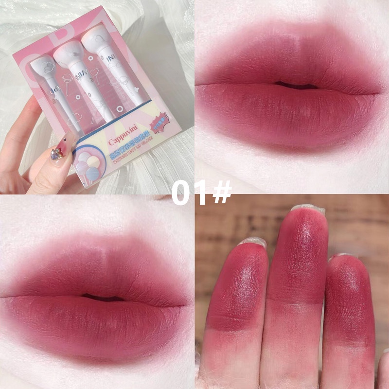Bộ Son Kem Lì CAPPUVINI Chống Nước Lâu Phai Thiết Kế Vỏ Son Hình Kẹo Mút Xinh Xắn